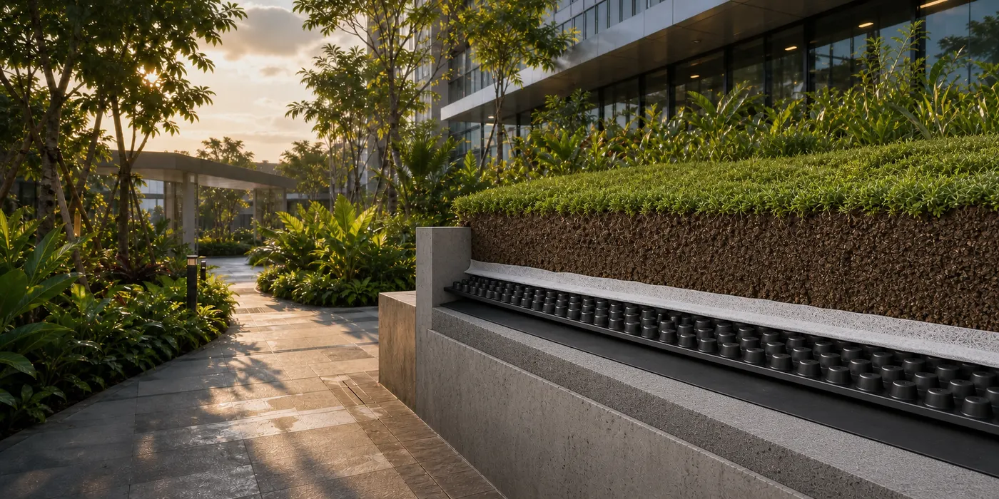Green roof drainage and retention system layers